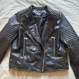 Zara Faux Leather Biker Jacket Black